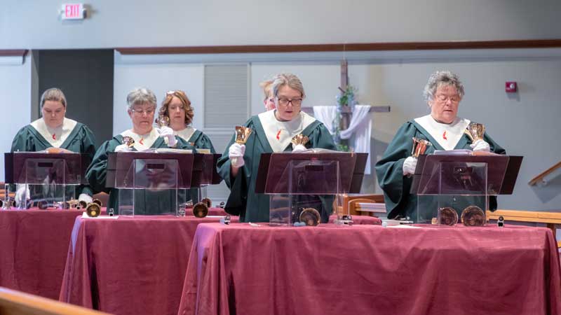 Wesleyan Bells performing on Easter Morning